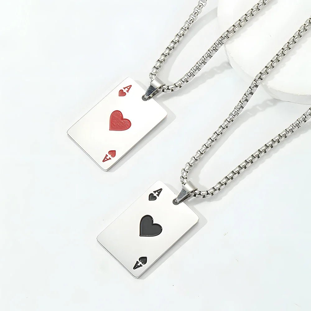 Hip Hop Poker Card Necklace for Men – Stainless Steel Ace of Spades Pendant Chain, Street Style Playing Card Jewelry - Image 5