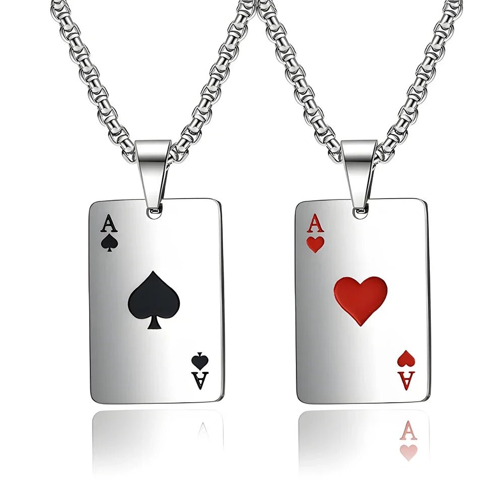 Hip Hop Poker Card Necklace for Men – Stainless Steel Ace of Spades Pendant Chain, Street Style Playing Card Jewelry - Image 7
