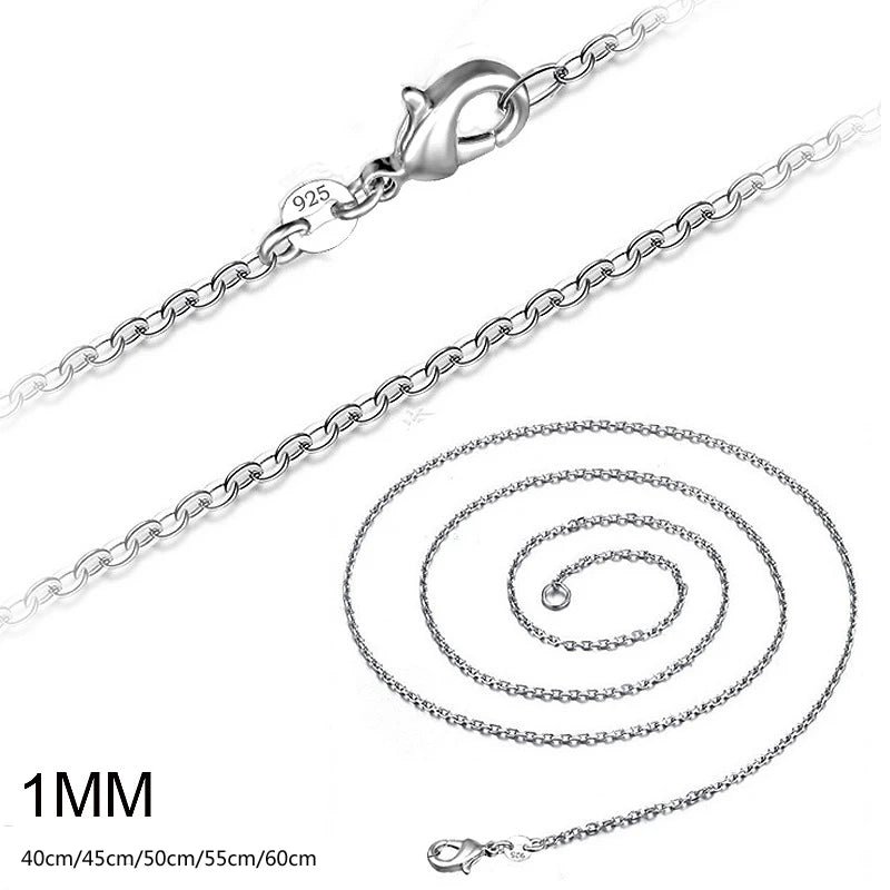 5pcs/lot 925 Sterling Silver Chain necklace,Fashion Men/Women DIY Jewelry Rolo Chain 1mm Necklace 16 18 20 22 24" - Image 2